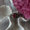 925 Sterling Silver Ruby & Marcasite Ring Size 8
