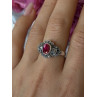 925 Sterling Silver Ruby & Marcasite Ring Size 8