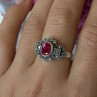 925 Sterling Silver Ruby & Marcasite Ring Size 8