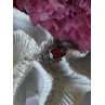 925 Sterling Silver Ruby & Marcasite Ring Size 8