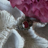 925 Sterling Silver Ruby & Marcasite Ring Size 8