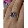 925 Sterling Silver Ruby & Marcasite Ring Size 8