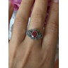 925 Sterling Silver Ruby & Marcasite Ring Size 8