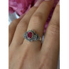 925 Sterling Silver Ruby & Marcasite Ring Size 8