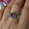 925 Sterling Silver Ruby & Marcasite Ring Size 8