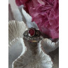 925 Sterling Silver Ruby & Marcasite Ring Size 8