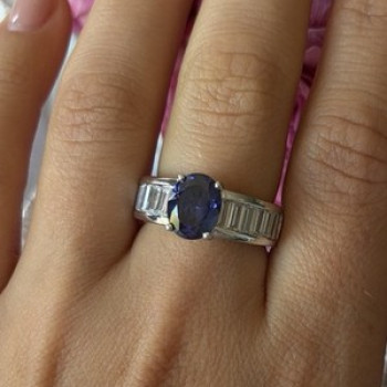 925 Sterling Silver Tourmaline & Beryl Ring Size 8