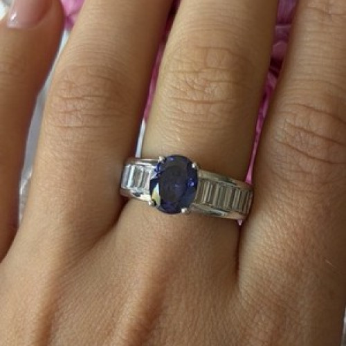 925 Sterling Silver Tourmaline & Beryl Ring Size 8