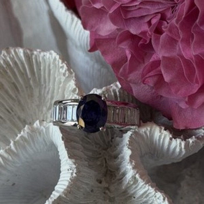 925 Sterling Silver Tourmaline & Beryl Ring Size 8