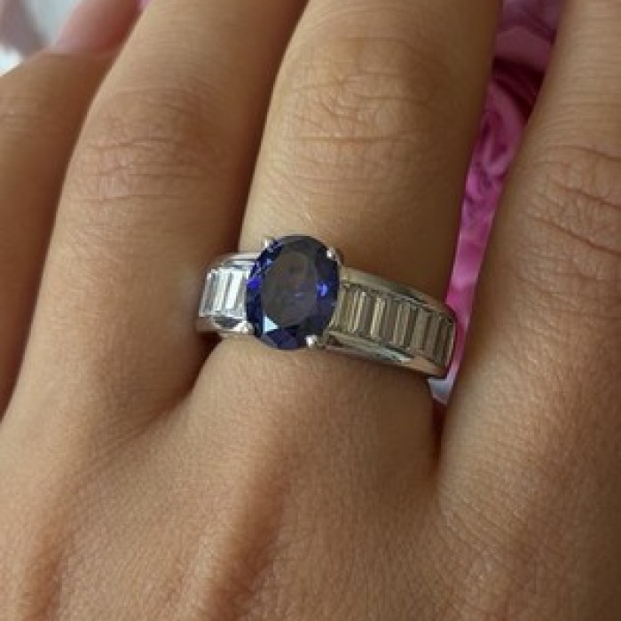 925 Sterling Silver Tourmaline & Beryl Ring Size 8