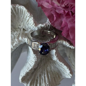 925 Sterling Silver Tourmaline & Beryl Ring Size 8