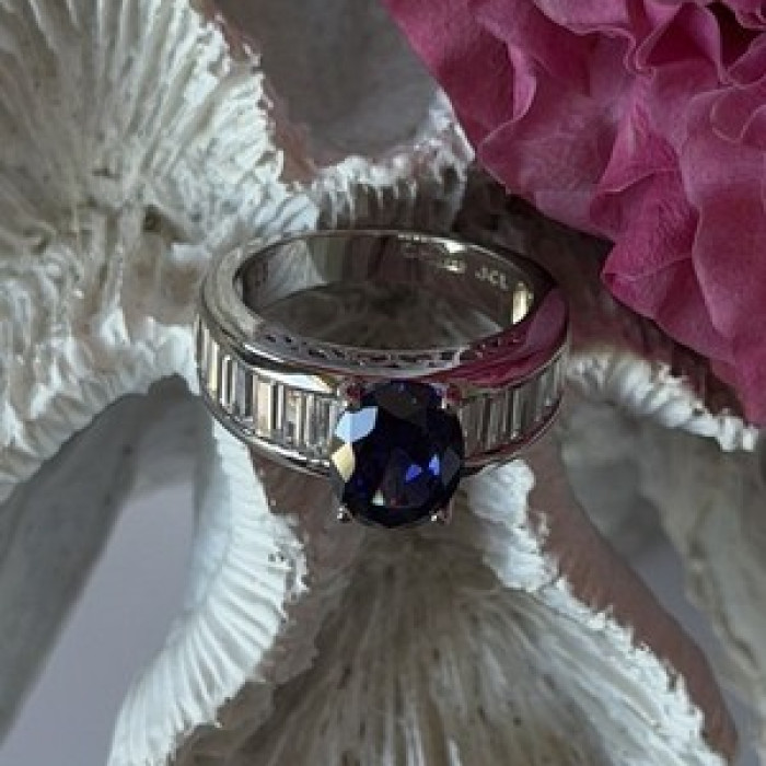 925 Sterling Silver Tourmaline & Beryl Ring Size 8