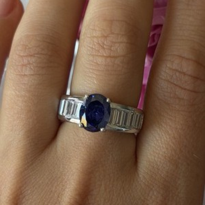 925 Sterling Silver Tourmaline & Beryl Ring Size 8