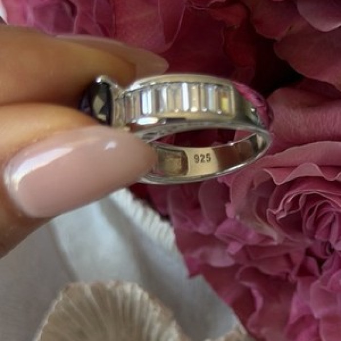 925 Sterling Silver Tourmaline & Beryl Ring Size 8