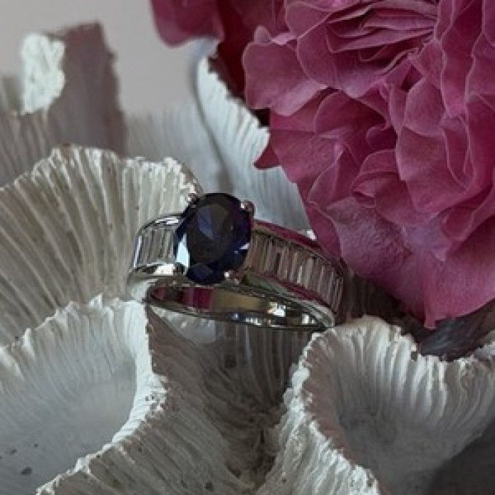925 Sterling Silver Tourmaline & Beryl Ring Size 8