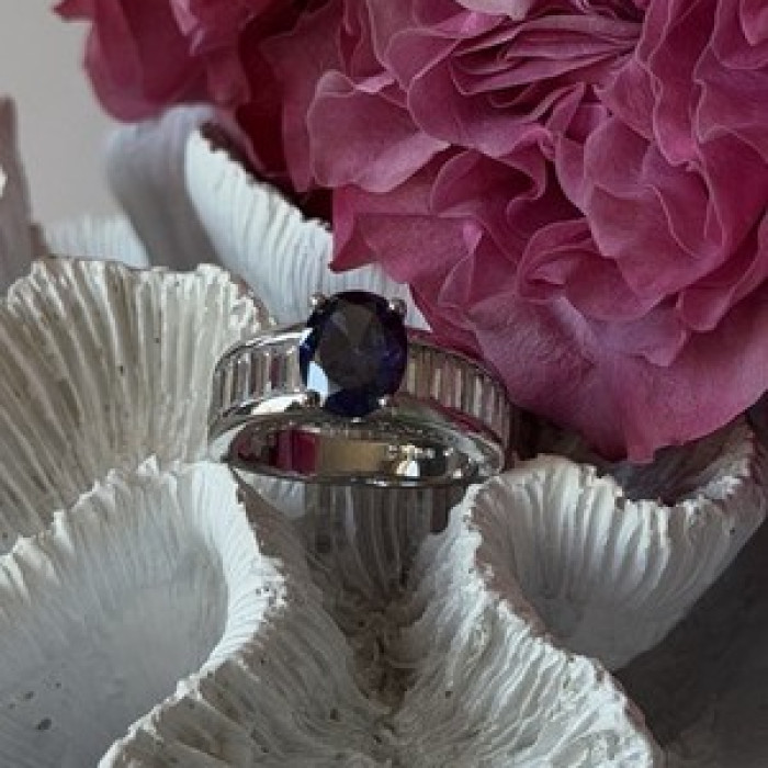 925 Sterling Silver Tourmaline & Beryl Ring Size 8