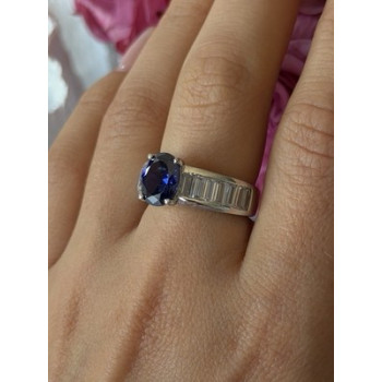 925 Sterling Silver Tourmaline & Beryl Ring Size 8