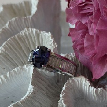 925 Sterling Silver Tourmaline & Beryl Ring Size 8