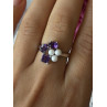 925 Sterling Silver Amethyst & Pearl Ring Size 8