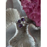 925 Sterling Silver Amethyst & Pearl Ring Size 8