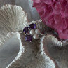 925 Sterling Silver Amethyst & Pearl Ring Size 8