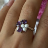 925 Sterling Silver Amethyst & Pearl Ring Size 8