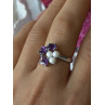 925 Sterling Silver Amethyst & Pearl Ring Size 8