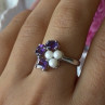 925 Sterling Silver Amethyst & Pearl Ring Size 8