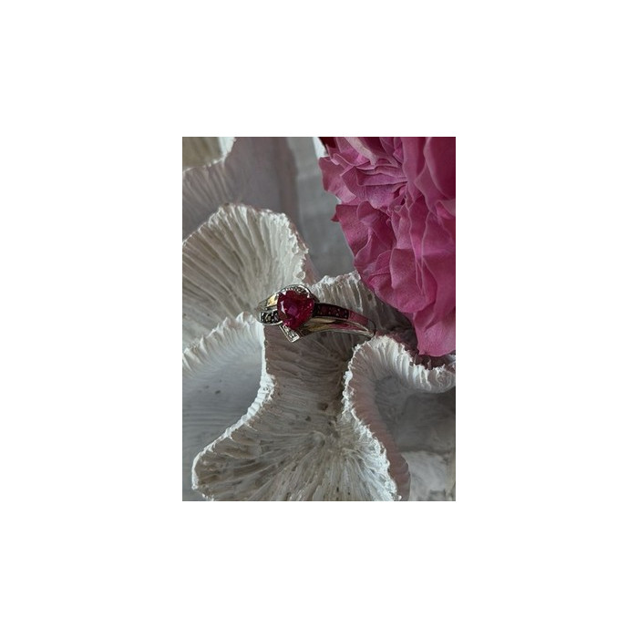 925 Sterling Silver Pink Sapphire Heart Ring Size 10