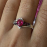 925 Sterling Silver Pink Sapphire Heart Ring Size 10