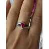 925 Sterling Silver Pink Sapphire Heart Ring Size 10