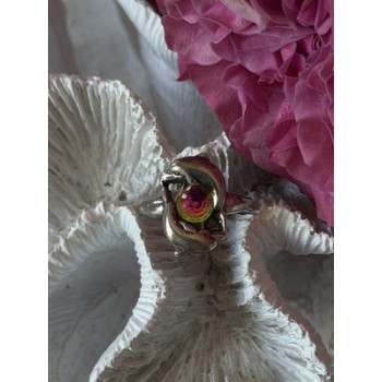 Vintage 925 Sterling Silver Rainbow Crystal Disco Ball Dolphins Ring Size 8