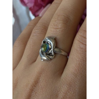 Vintage 925 Sterling Silver Rainbow Crystal Disco Ball Dolphins Ring Size 8