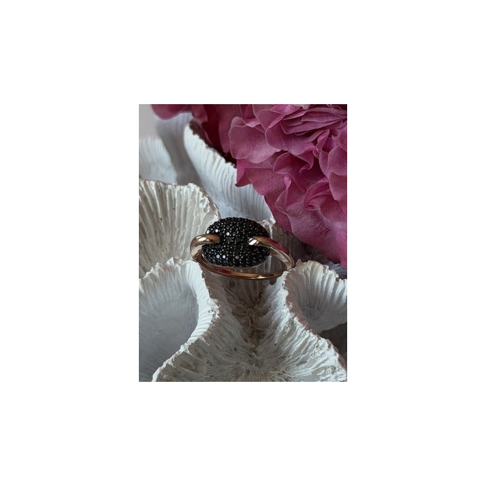 925 Sterling Silver Gold Plated Black Spinel Ring Size 9