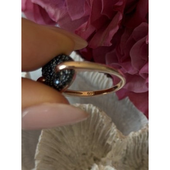 925 Sterling Silver Gold Plated Black Spinel Ring Size 9