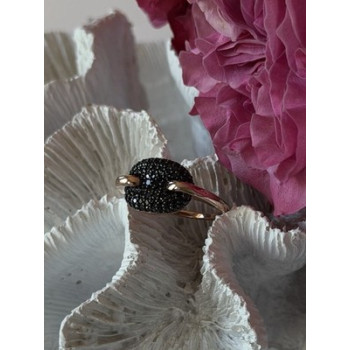 925 Sterling Silver Gold Plated Black Spinel Ring Size 9