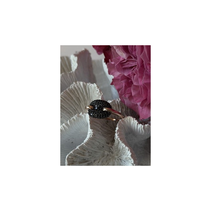 925 Sterling Silver Gold Plated Black Spinel Ring Size 9