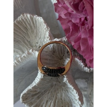 925 Sterling Silver Gold Plated Black Spinel Ring Size 9