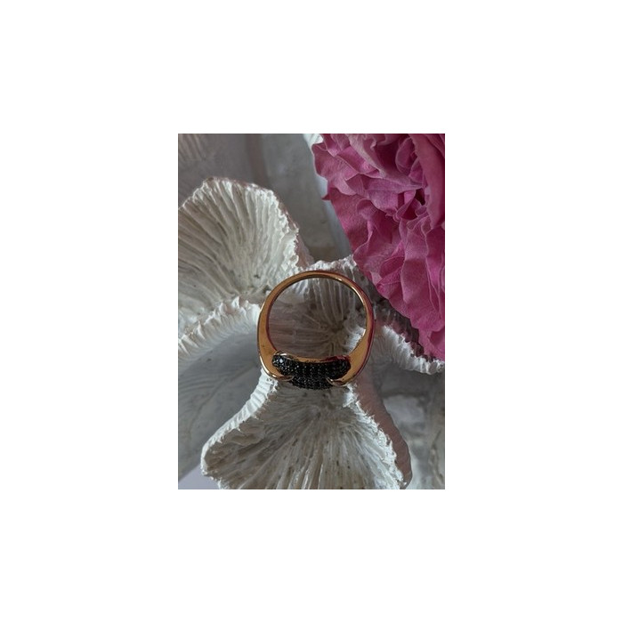 925 Sterling Silver Gold Plated Black Spinel Ring Size 9