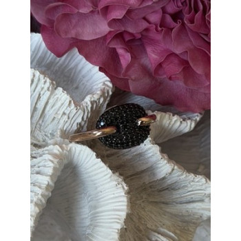 925 Sterling Silver Gold Plated Black Spinel Ring Size 9