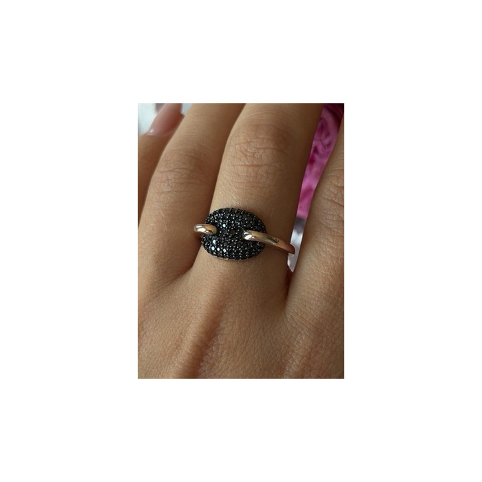 925 Sterling Silver Gold Plated Black Spinel Ring Size 9