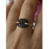 925 Sterling Silver Gold Plated Black Spinel Ring Size 9