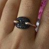 925 Sterling Silver Gold Plated Black Spinel Ring Size 9