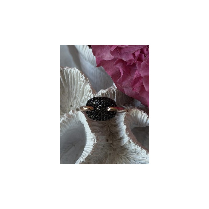 925 Sterling Silver Gold Plated Black Spinel Ring Size 9