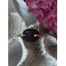 925 Sterling Silver Gold Plated Black Spinel Ring Size 9