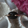 925 Sterling Silver Gold Plated Black Spinel Ring Size 9
