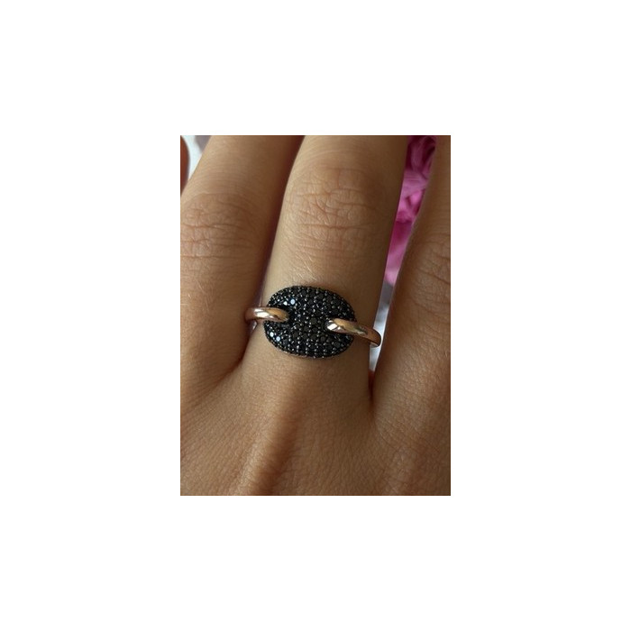 925 Sterling Silver Gold Plated Black Spinel Ring Size 9