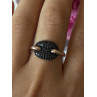 925 Sterling Silver Gold Plated Black Spinel Ring Size 9