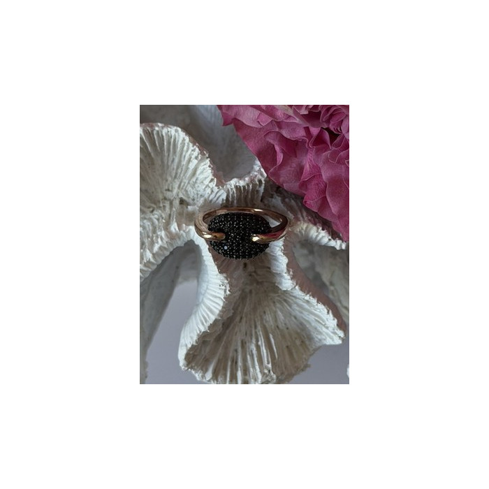 925 Sterling Silver Gold Plated Black Spinel Ring Size 9