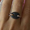 925 Sterling Silver Gold Plated Black Spinel Ring Size 9